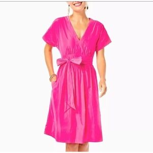 Lilly‎ Pulitzer Hot Pink Grenadine Knee-Length V-Neck Summerlyn Dress 6 No Belt